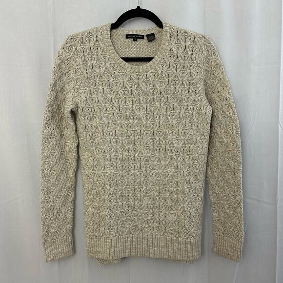 Jeanne Pierre Oatmeal Cream Cable Knit Crew Neck Sweater Womens Size Small - Picture 1 of 5